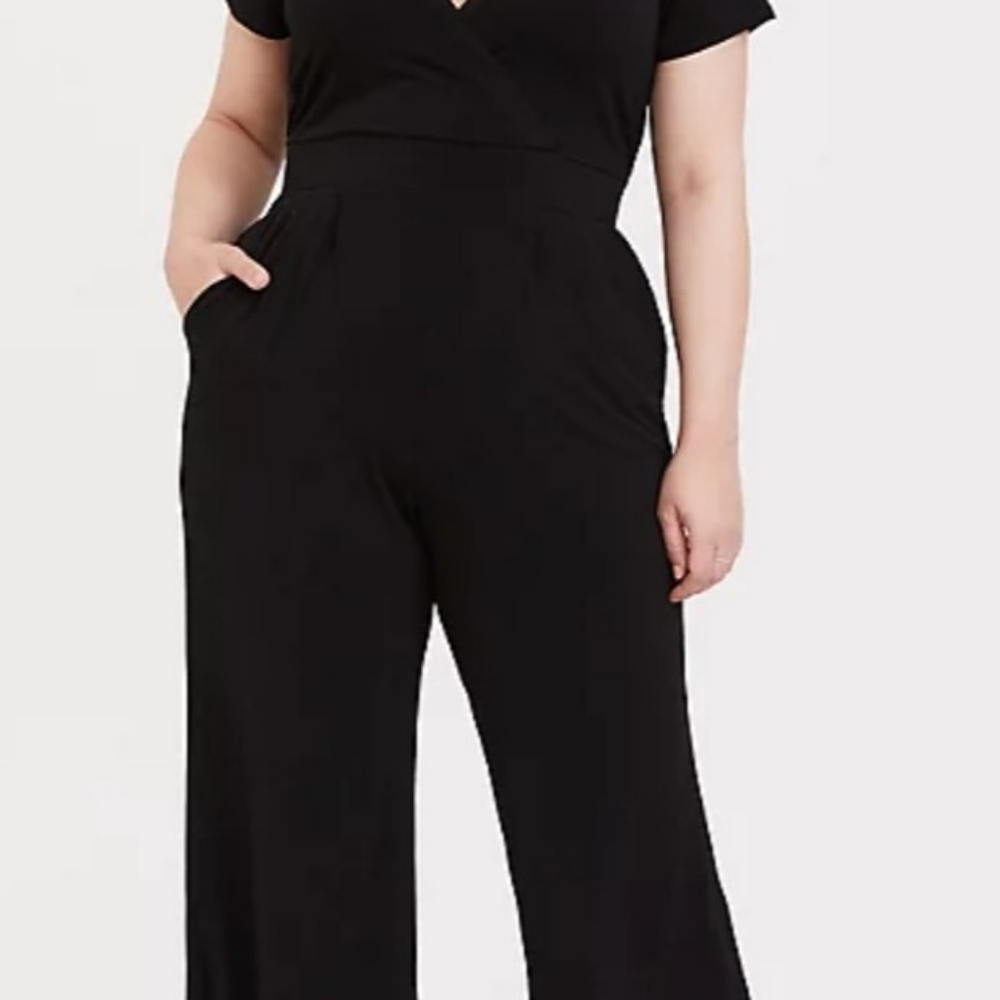 Torrid Studio Knit Wide Leg Jumpsuit Black